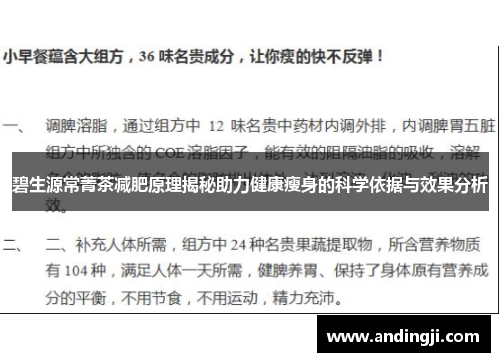 碧生源常菁茶减肥原理揭秘助力健康瘦身的科学依据与效果分析